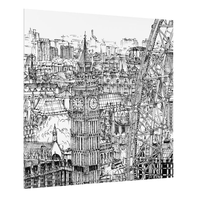 Wanddeko weiß Stadtstudie - London Eye