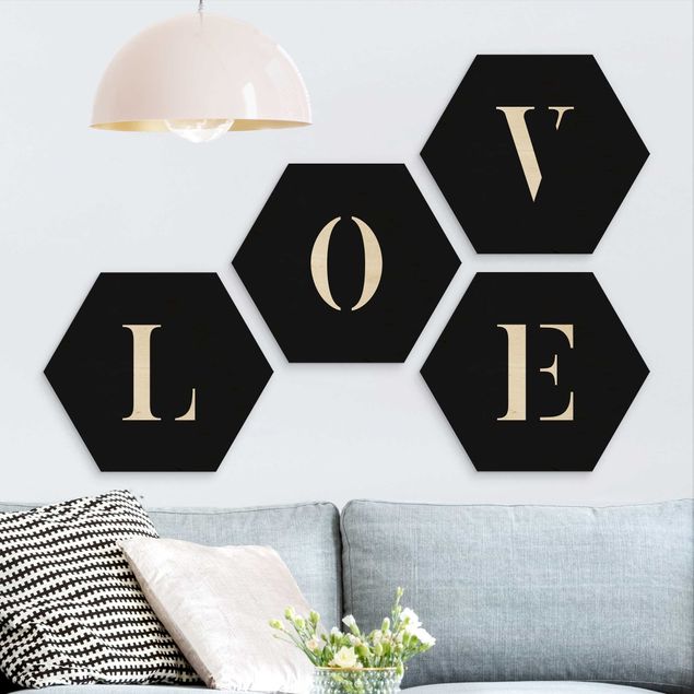 Wanddeko Schlafzimmer Buchstaben LOVE Weiß Set II