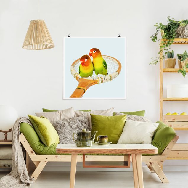 Wanddeko Schlafzimmer Tennis mit Vögeln
