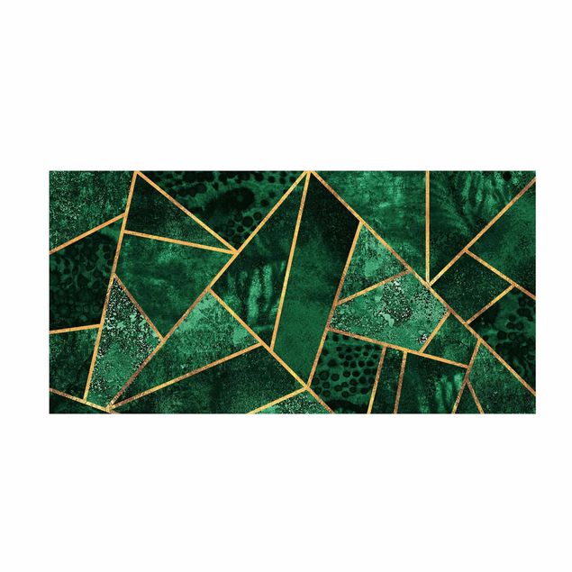 Wanddeko Treppenhaus Dunkler Smaragd mit Gold