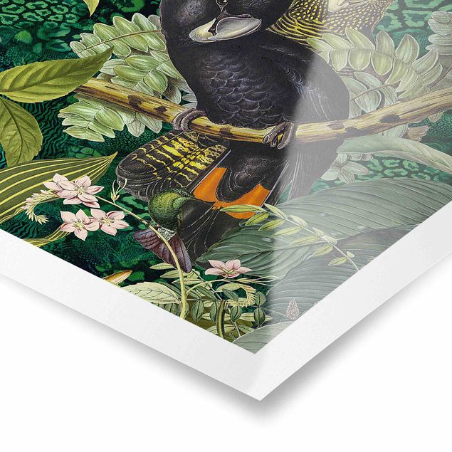 Deko Pflanzen Bunte Collage - Kakadus im Dschungel