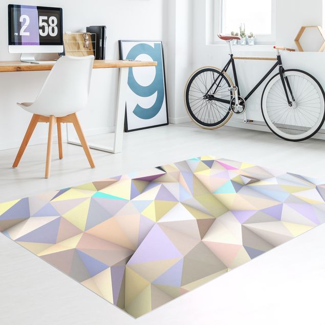 Wanddeko Jugendzimmer Geometrische Pastell Dreiecke in 3D