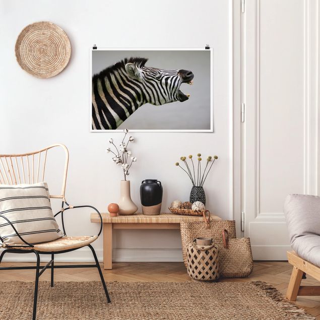Wanddeko Esszimmer Brüllendes Zebra