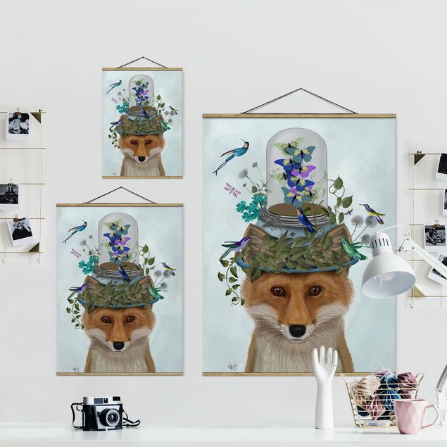 Wanddeko Büro Fuchs mit Schmetterlingshut