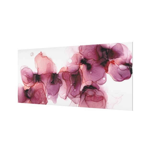 Wanddeko Malerei Wilde Blüten in Violett und Gold
