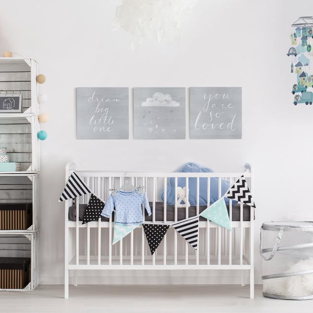Wanddeko Babyzimmer Wolke mit Sprüchen grau Set I