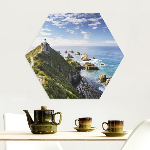 Wanddeko Schlafzimmer Nugget Point Leuchtturm und Meer Neuseeland