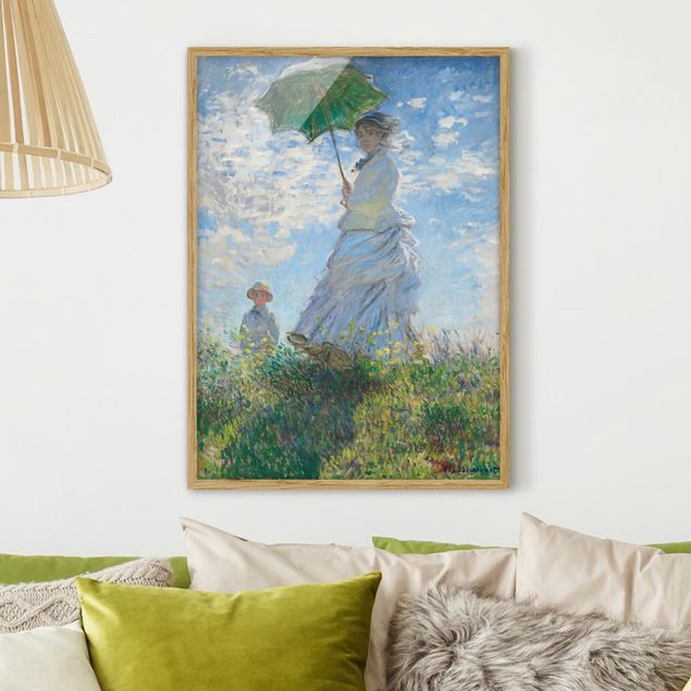 Wanddeko blau Claude Monet - Frau mit Sonnenschirm