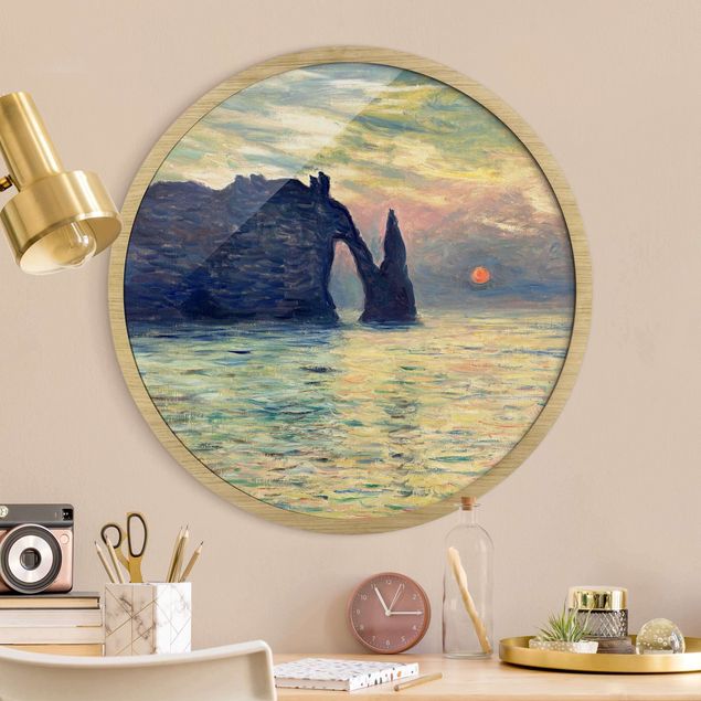 Wanddeko blau Claude Monet - Felsen Sonnenuntergang