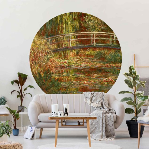Rosentapete Claude Monet - Seerosenteich und japanische Brücke (Harmonie in rosa)