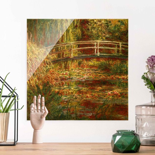 Impressionismus Bilder kaufen Claude Monet - Seerosenteich und japanische Brücke (Harmonie in rosa)