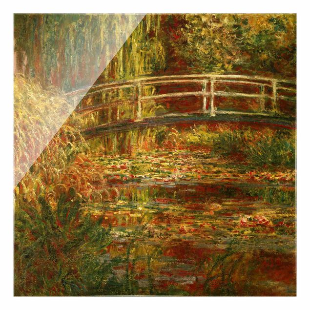 Wanddeko Esszimmer Claude Monet - Seerosenteich und japanische Brücke (Harmonie in rosa)