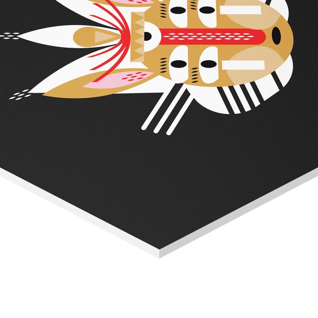 Wohndeko Indianer Collage Ethno Maske - Hase