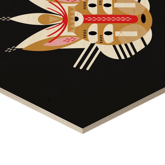 Wanddeko Indianer Collage Ethno Maske - Hase