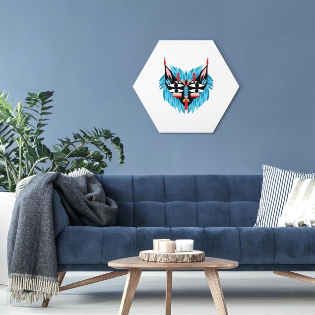 Wanddeko bunt Collage Ethno Maske - Löwe
