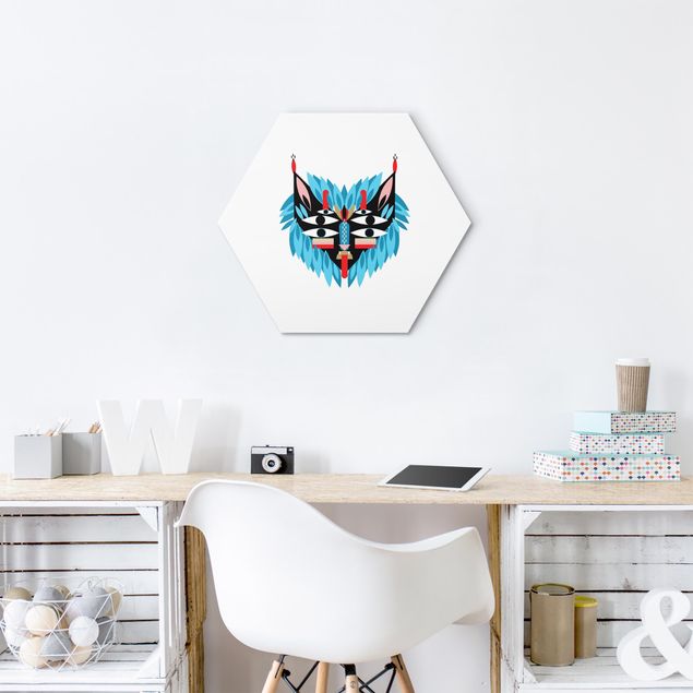 Wanddeko Büro Collage Ethno Maske - Löwe