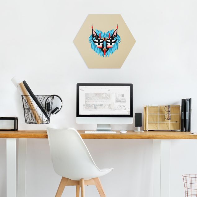 Wanddeko Büro Collage Ethno Maske - Löwe