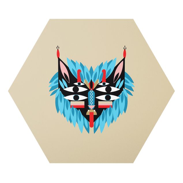 Wanddeko Jugendzimmer Collage Ethno Maske - Löwe