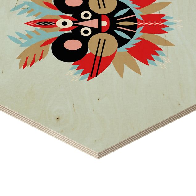 Wohndeko Indianer Collage Ethno Maske - Maus