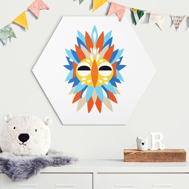 Deko Kinderzimmer Collage Ethno Maske - Papagei