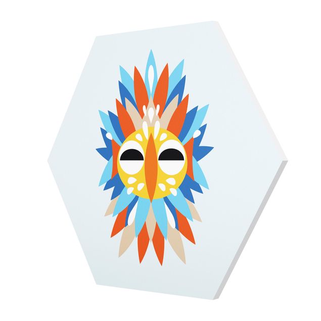 Wanddeko Praxis Collage Ethno Maske - Papagei