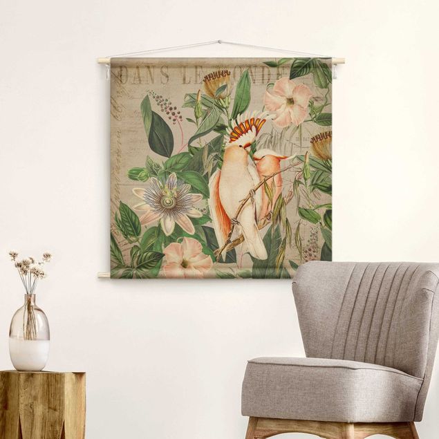 Wanddeko Flur Colonial Style Collage - Rosa Kakadu
