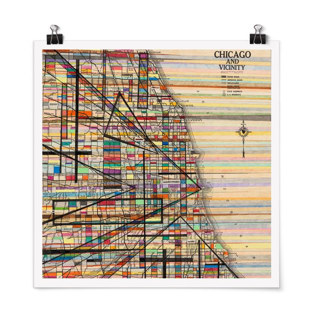 Wanddeko Flur Moderne Karte von Chicago