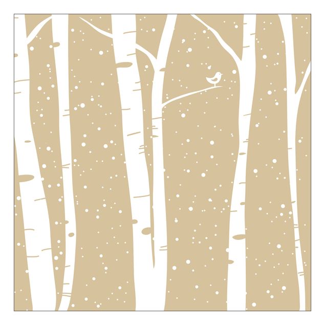 Wanddeko Bäume Schneekonzert zwischen Birken