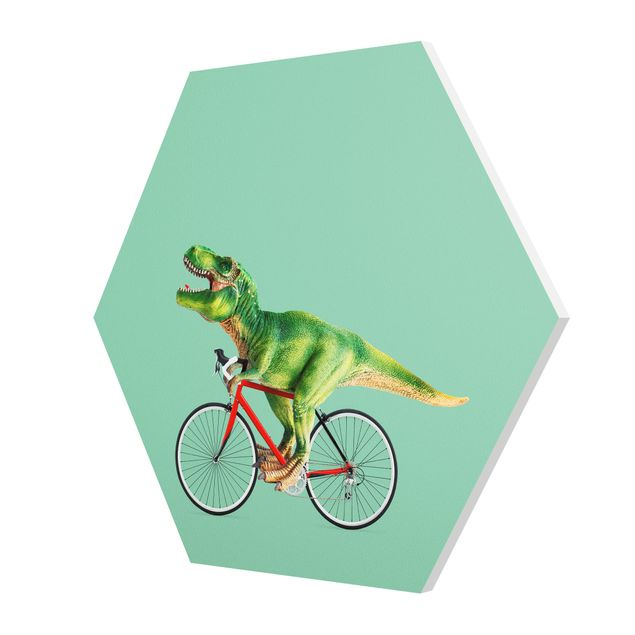 Wanddeko Büro Dinosaurier mit Fahrrad