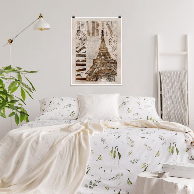 Wanddeko Schlafzimmer Shabby Chic Collage - Paris