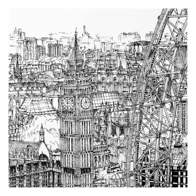 Wohndeko Illustration Stadtstudie - London Eye