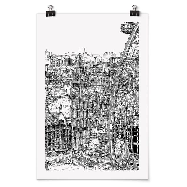Wanddeko Flur Stadtstudie - London Eye