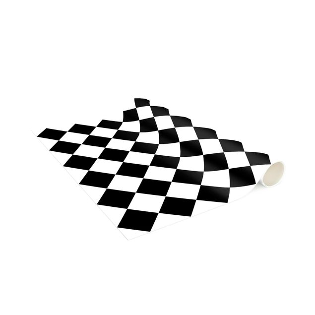 Wanddeko Treppenhaus Geometrisches Muster gedrehtes Schachbrett Schwarz Weiß