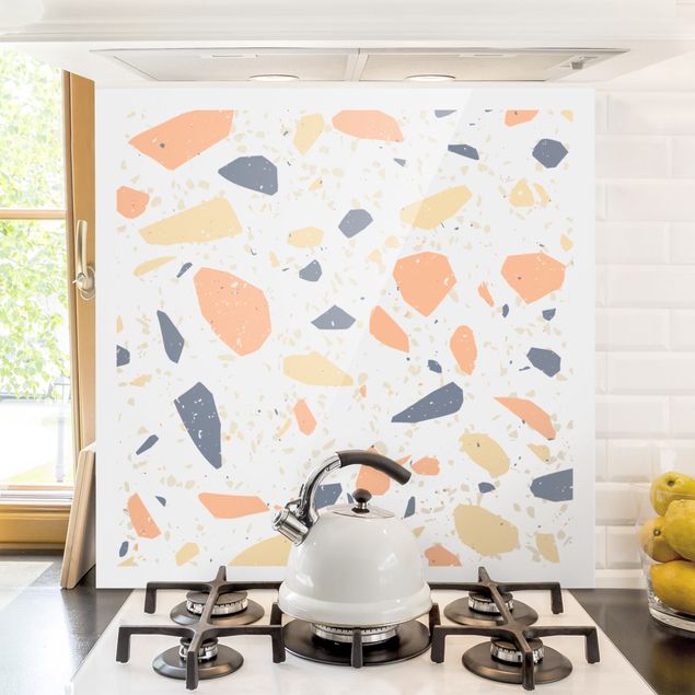Wanddeko Küche Detailliertes Terrazzo Muster Siena mit Rahmen