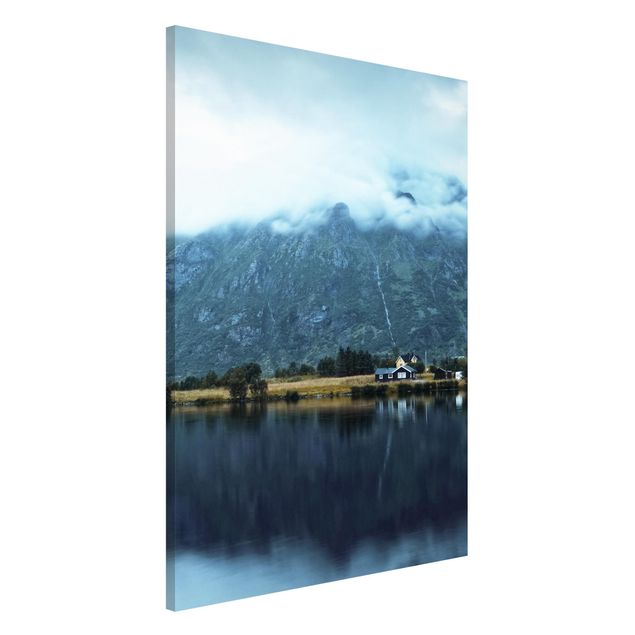 Wanddeko blau Spiegelung auf den Lofoten