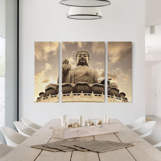 Wanddeko Wohnzimmer Großer Buddha sepia
