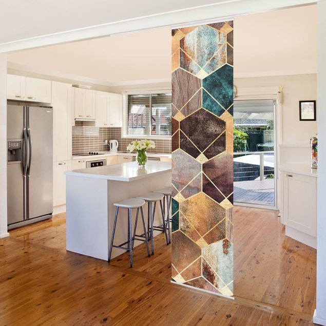 Wanddeko Küche Türkise Geometrie goldenes Art Deco