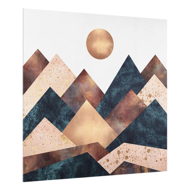 Wohndeko Abstrakt Geometrische Berge Bronze