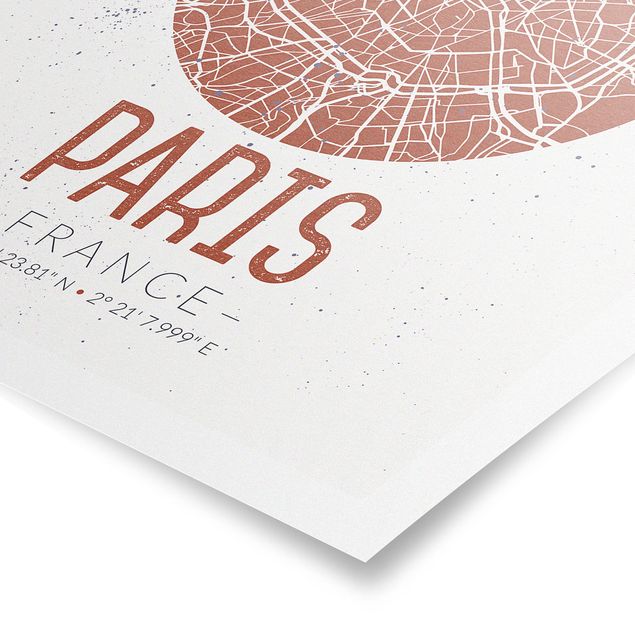Wanddeko Büro Stadtplan Paris - Retro