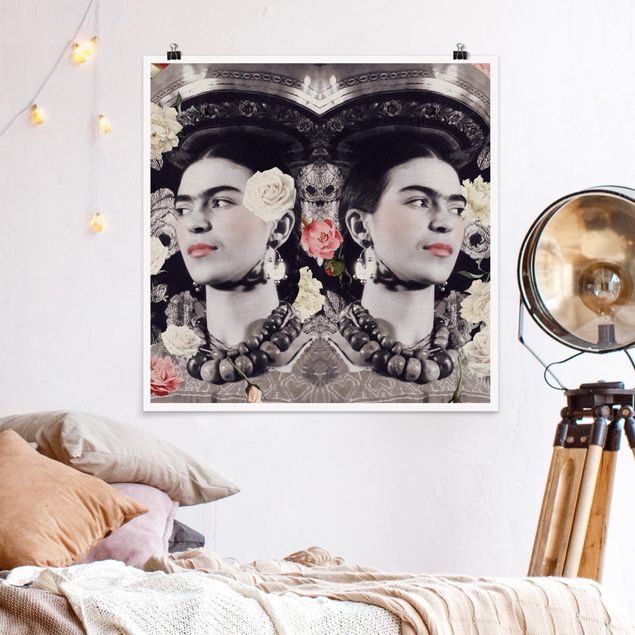 Wanddeko Wohnzimmer Frida Kahlo - Blumenflut