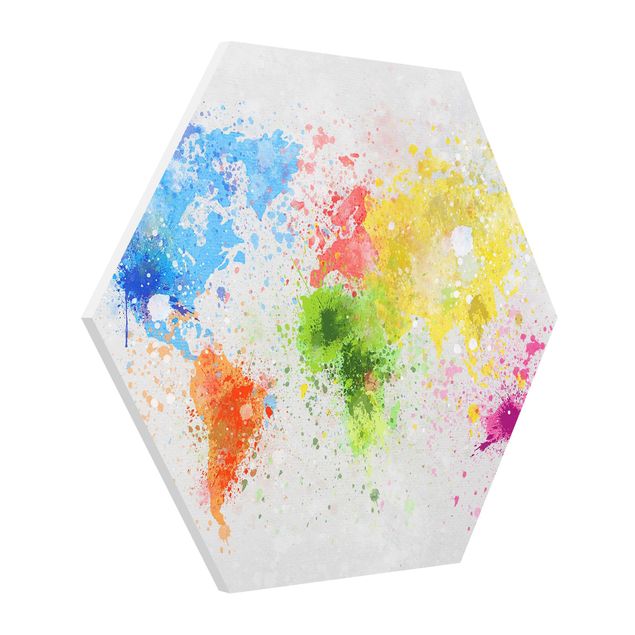 Wanddeko Esszimmer Bunte Farbspritzer Weltkarte