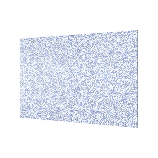 Wohndeko Illustration Blattmuster Boho mit Punkten in Blauviolett