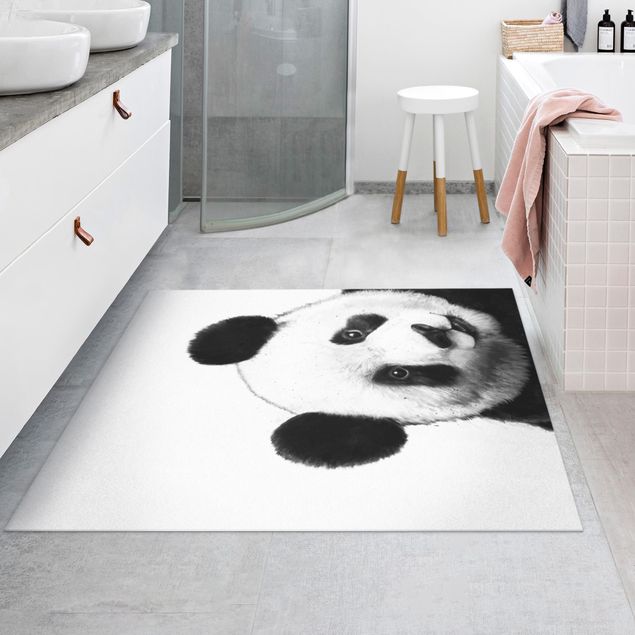 Wanddeko Büro Illustration Panda Schwarz Weiß Malerei