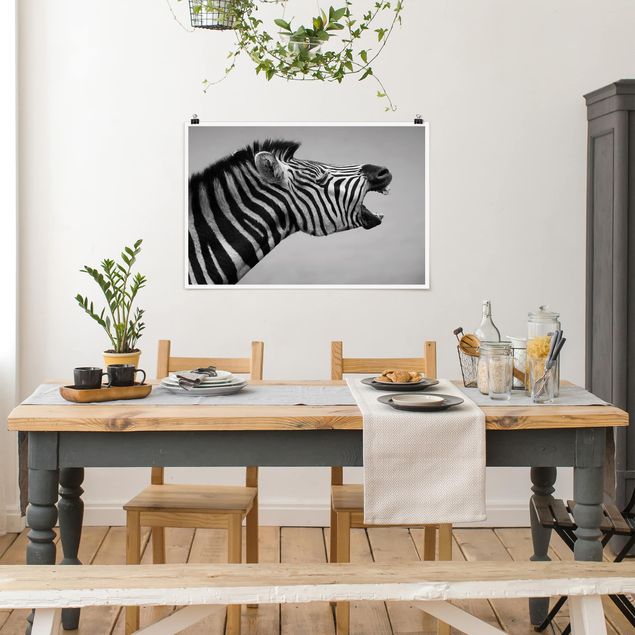 Wanddeko Esszimmer Brüllendes Zebra II