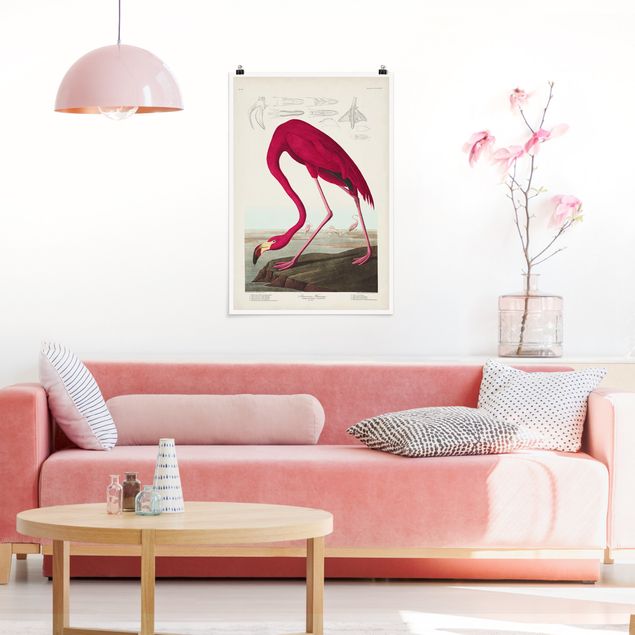 Wanddeko Flur Vintage Lehrtafel Amerikanischer Flamingo