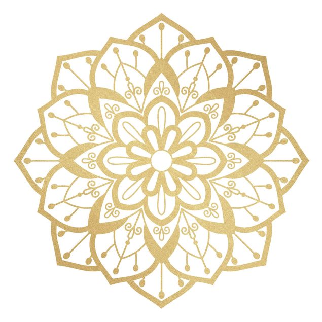 Wanddeko gold Mandala Blüte Muster gold weiß