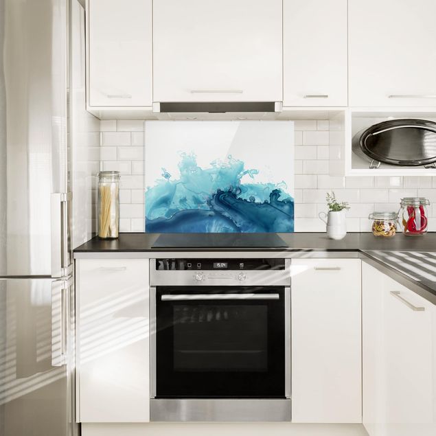 Küche Dekoration Welle Aquarell Blau I