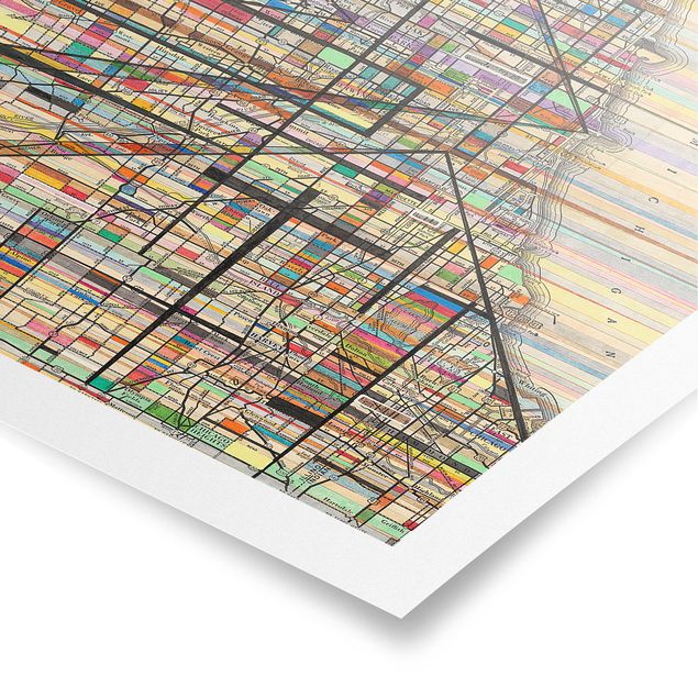 Wanddeko Büro Moderne Karte von Chicago