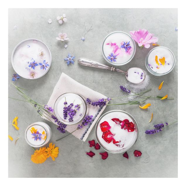 Deko Fotografie Essbare Blüten mit Lavendelzucker