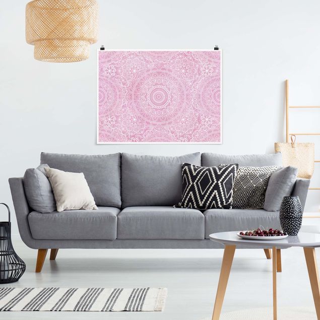 Wanddeko Esszimmer Muster Mandala Rosa